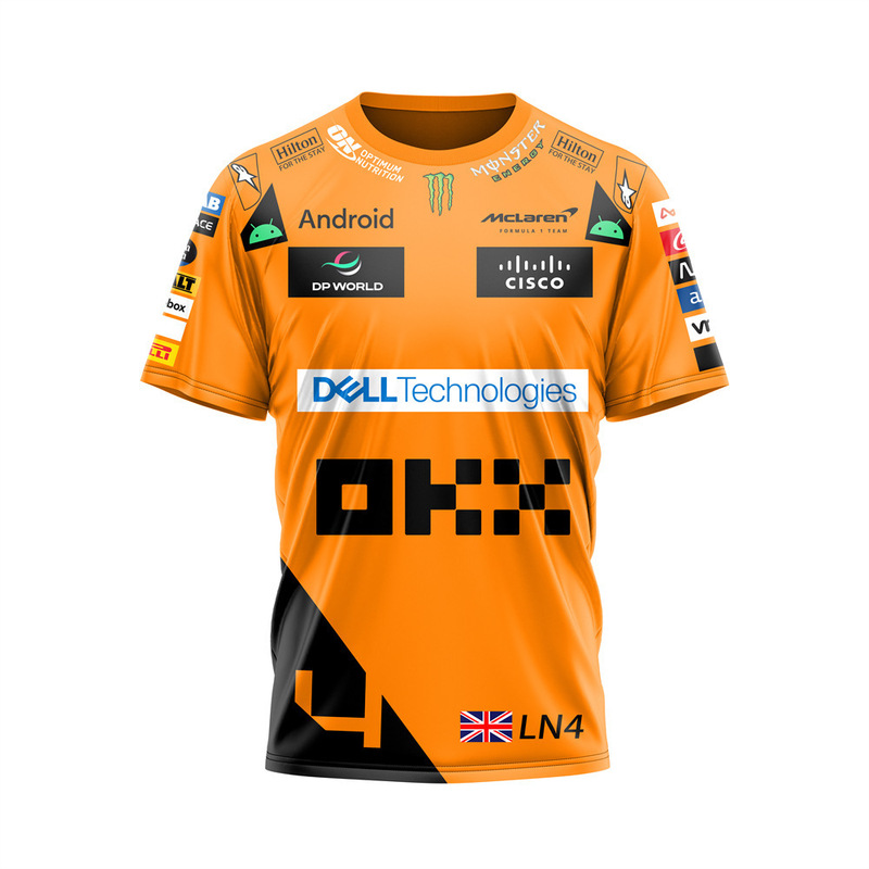 Cross-Border 25F1 Racing Mclaren Team Summer Hot Sale New 3D Digital Printing Short-Sleeved T-Shirt Fashionable and Versatile