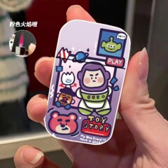 巴斯光年粉色火焰防風打火機 金屬防風彩印氣體打火機支持代發