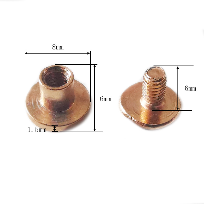 Clavo del libro de cuentas, cerradura de par de niño y madre dorado, tornillo de una palabra, álbum de fotos, calendario de escritorio, receta, par de remaches de niño y madre, tachuelas de cuero