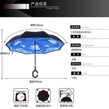 反向伞长柄直杆可站立C型反向伞大号双人车用晴雨伞礼品广告伞