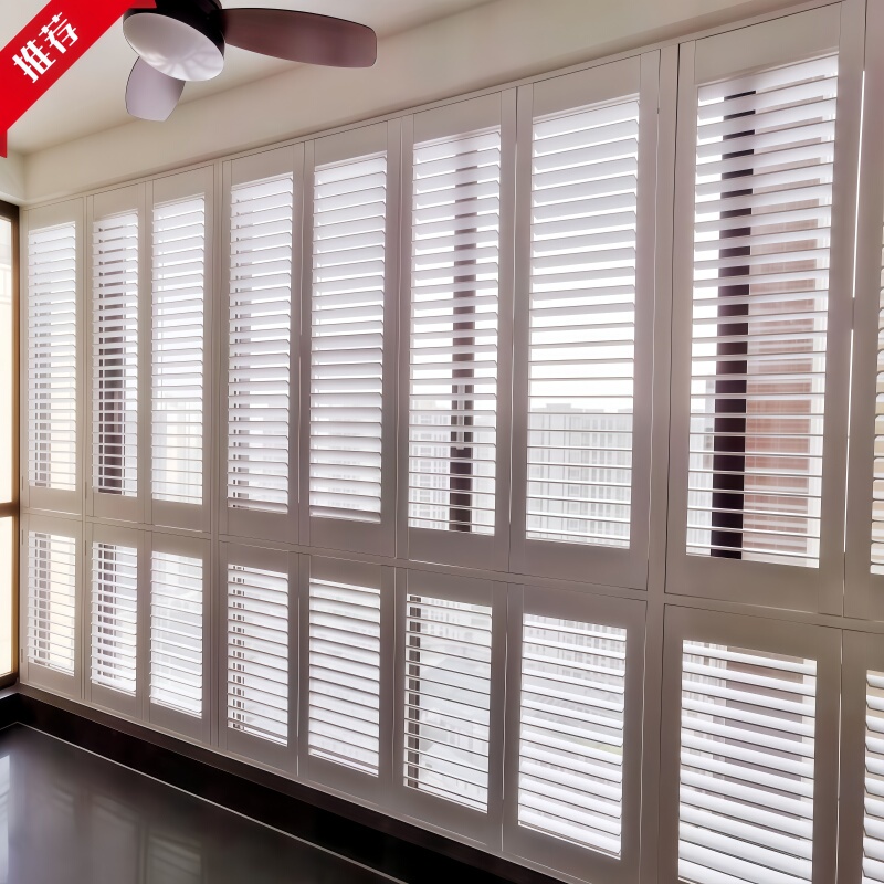 European-Style Solid Wood Blinds Stackable Kitchen Balcony Bedroom Sliding Blinds Doors and Windows Movable Blinds Doors and Windows