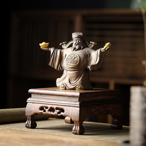 Chinese God of Wealth Ceramic Figurine for Home Living Room Entrance Office Attracting Wealth Worship Buddha Opening Business Gift Wholesale