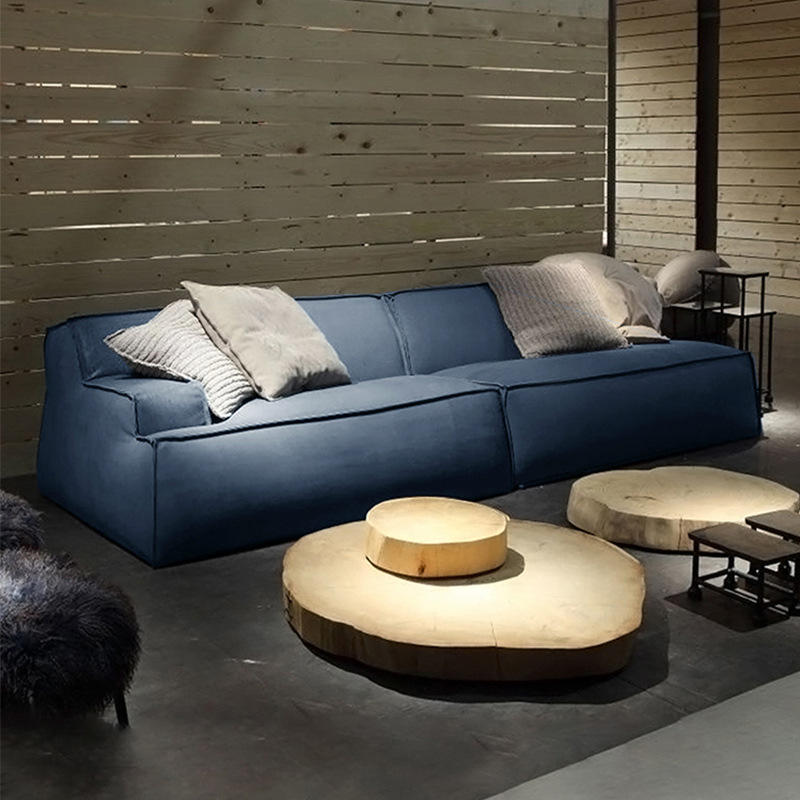 Italiano minimalista Damasco sofá fila recta diseñador Internet celebridad pequeño apartamento moderno salón simple sofá de tela