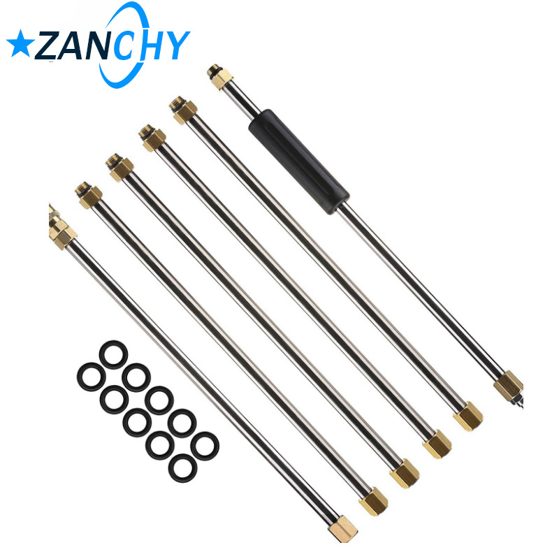 亚马逊新品高压洗车水枪头延长杆 空调清洗机配件六件套4000PSI