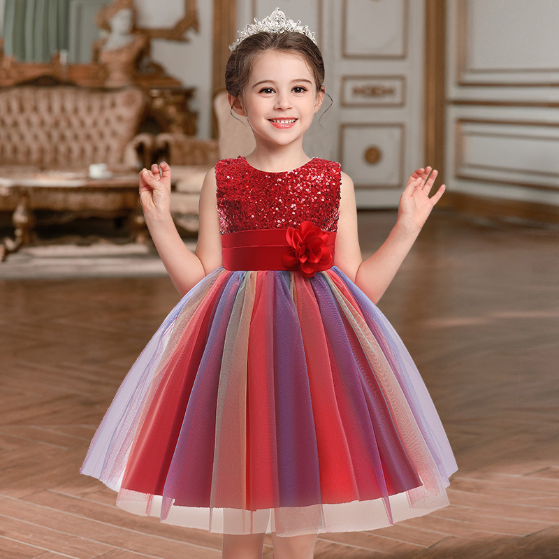 New Flower Girl Dress, Princess Style Tiered Dress, Children's Princess Dress, Girls' Dress, One-Piece Dress for Wholesale