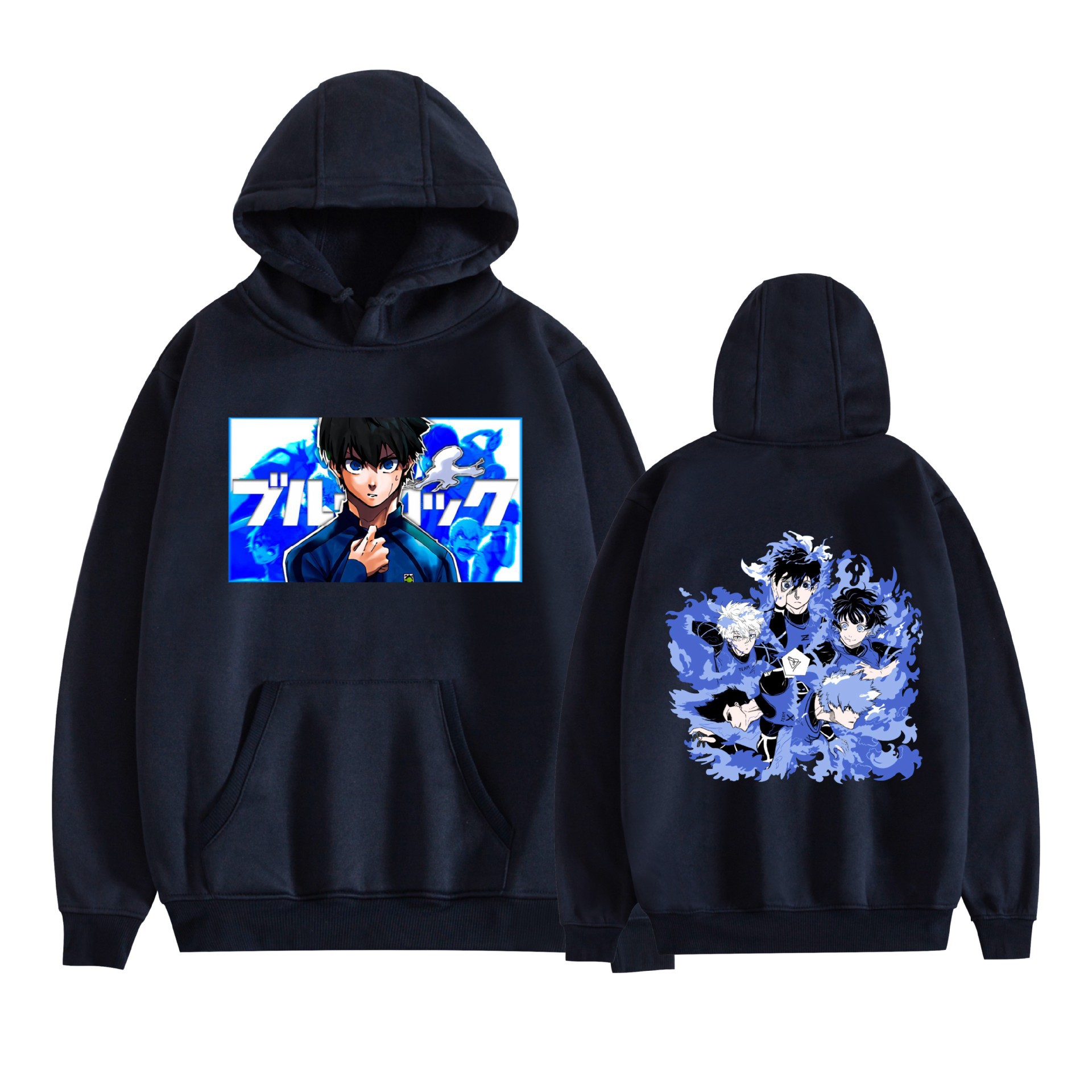 Nuevo estilo transfronterizo BLUE LOCK azul prisión animación periféricos hombres y mujeres suéter con capucha suelto casual