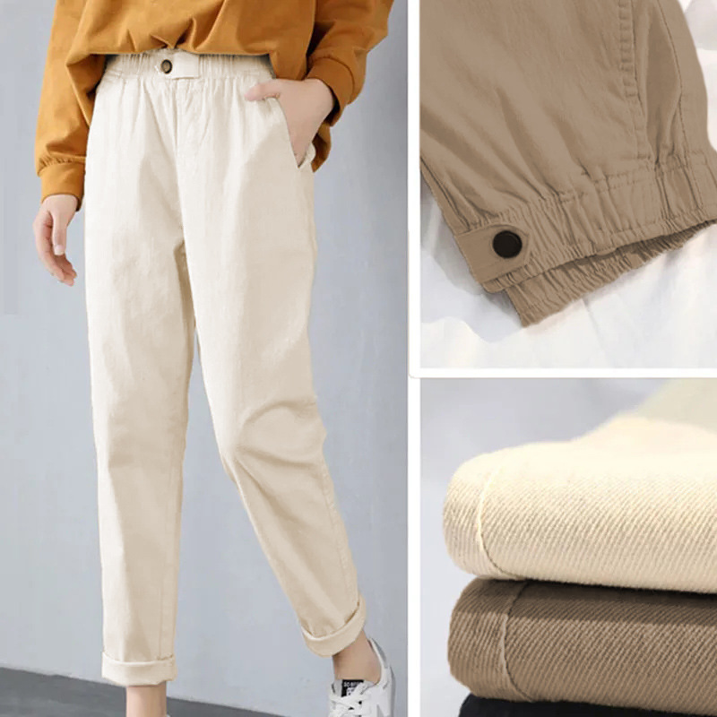Pure Cotton Thin New Large Size High-Waisted Loose Slimming Carrot Harem Pants Cropped Black Dad Pants for Women Pure Cotton Thin New Large Size High-Waisted Loose Slimming Carrot Harem Pants Cropped Black Dad Pants for Women