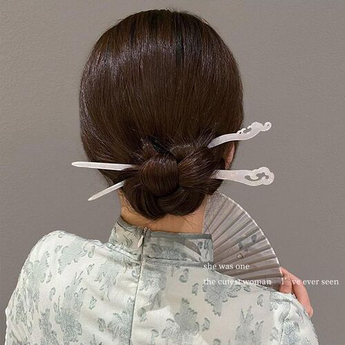 White magnolia hairpin, ancient style high-end hairpin, new Chinese style Hanfu cheongsam, imitation jade step shake hairpin headgear