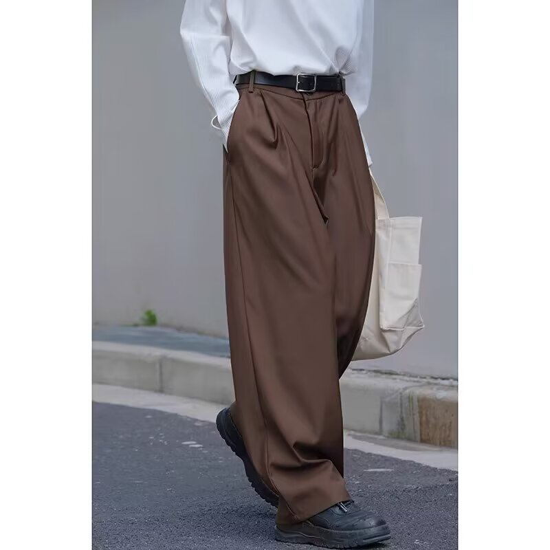 春秋季新款打褶阔腿西裤男女同款日系Cityboy风垂感拖地休闲长裤