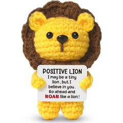 跨境亚马逊热销新品 Crochet Positive lion毛线玩偶励志卡片正能