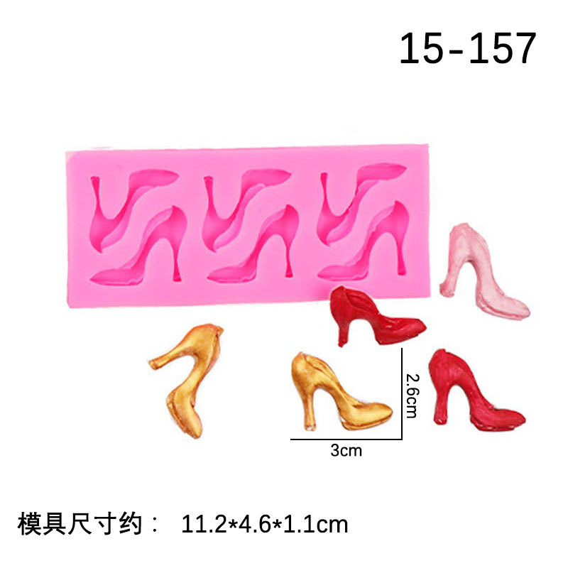 Herramientas de maquillaje moda tacones altos molde lápiz labial sombra ojos cepillo rubor DIY chocolate fondant arcilla