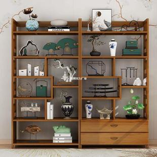 Solid Wood Chinese-Style Bookshelf for Tea Leaves, Antique Furniture, Multi-Treasure Cabinet, Antique Shelf Display Cabinet, Zhi Mengyu