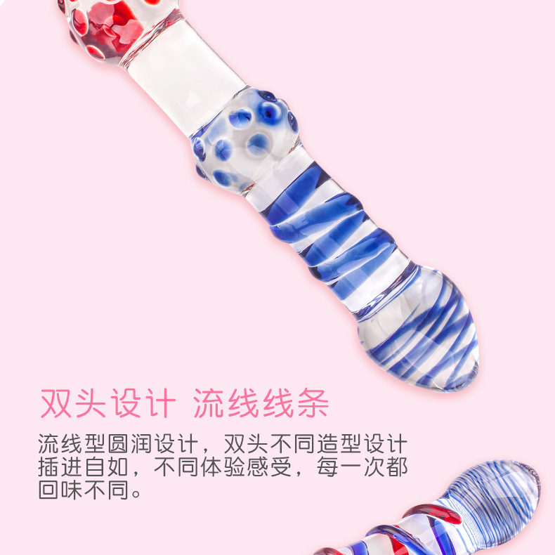 Crystal Glass Anal Plug, D-Style Colored Glass Wand for Temperature Play — detail image 4
