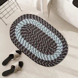 经典款编织地垫椭圆形门垫脚垫吸水耐磨防滑手工厨房卧室卫浴客厅