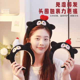 可爱小企鹅毛绒发箍秋冬季洗脸发带头饰儿童卡通女不勒头可爱头箍