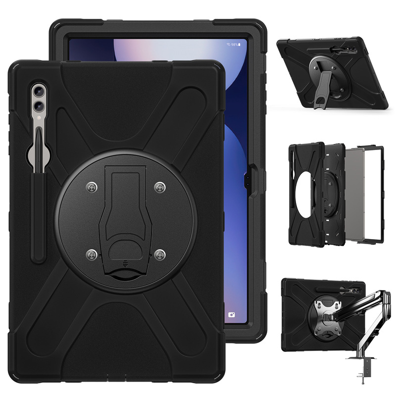 Suitable for Samsung S10Ultra Silicone Screw Rotating Bracket S6 Tablet Case S9U Bracket All-Inclusive Anti-Fall Cover A9+