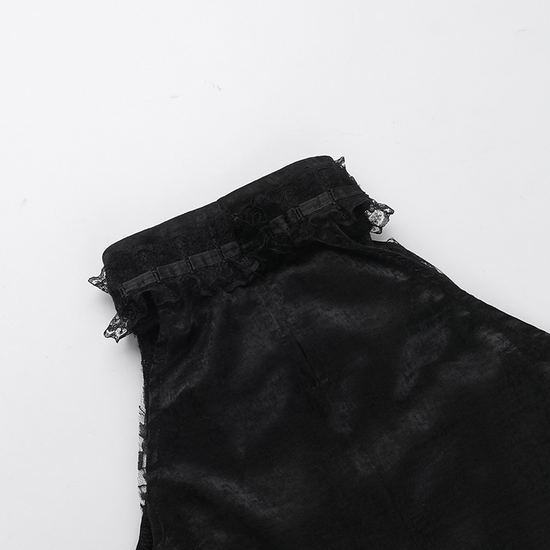 Satin Gothic Halter Top High Neck