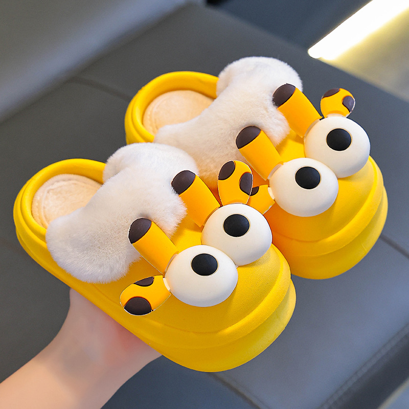 Zapatillas de algodón para niños de invierno, niños y niñas, zapatillas de algodón cálidas y impermeables para niños pequeños y medianos, bolsas de bebé en casa, zapatillas de algodón