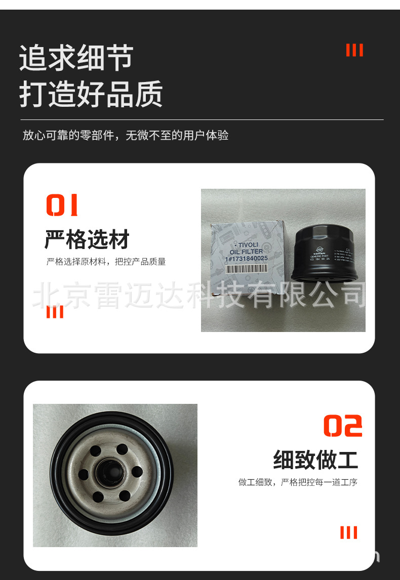 Factory wholesale auto parts for Ssangyong Aiteng car oil filter 1731840025 oil filter