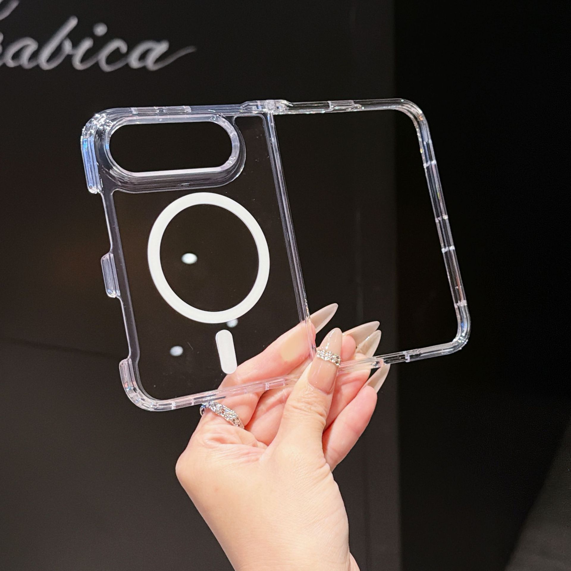 Funda Plegable con Tapa para Celular iPhone Duo, Acrílico, Absorción Magnética, Anti-caídas