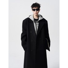 重磅毛呢大衣男春秋冬季韩版中长款垫肩外套vibe学院风百搭风衣潮