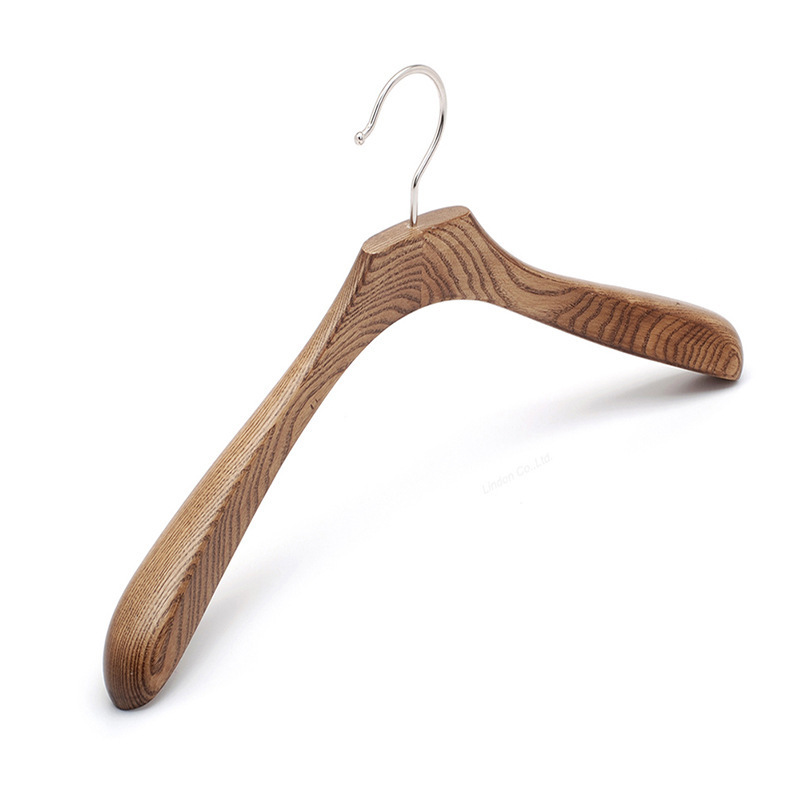 Custom Brand Solid Wood Clothing Store Display Rack Invisible Anti-Slip Adult Suit Clothes Wooden Hanger Shirt Stand