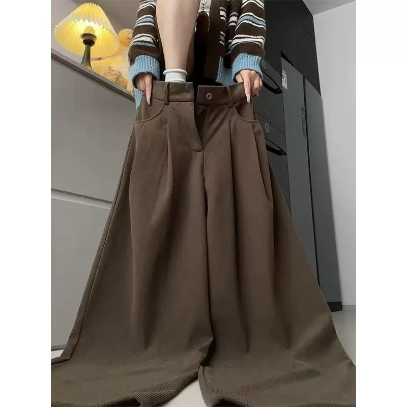 灯芯绒西装裤女秋冬加绒裤子显瘦宽松休闲裤小个子女装直筒阔腿裤