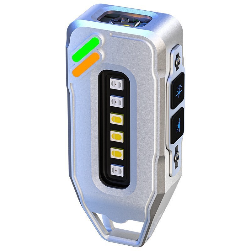 Transfronterizos nueva mini linterna alarma de protección contra el viento encendedor de carga al aire libre luz múltiple llavero de luz image 12