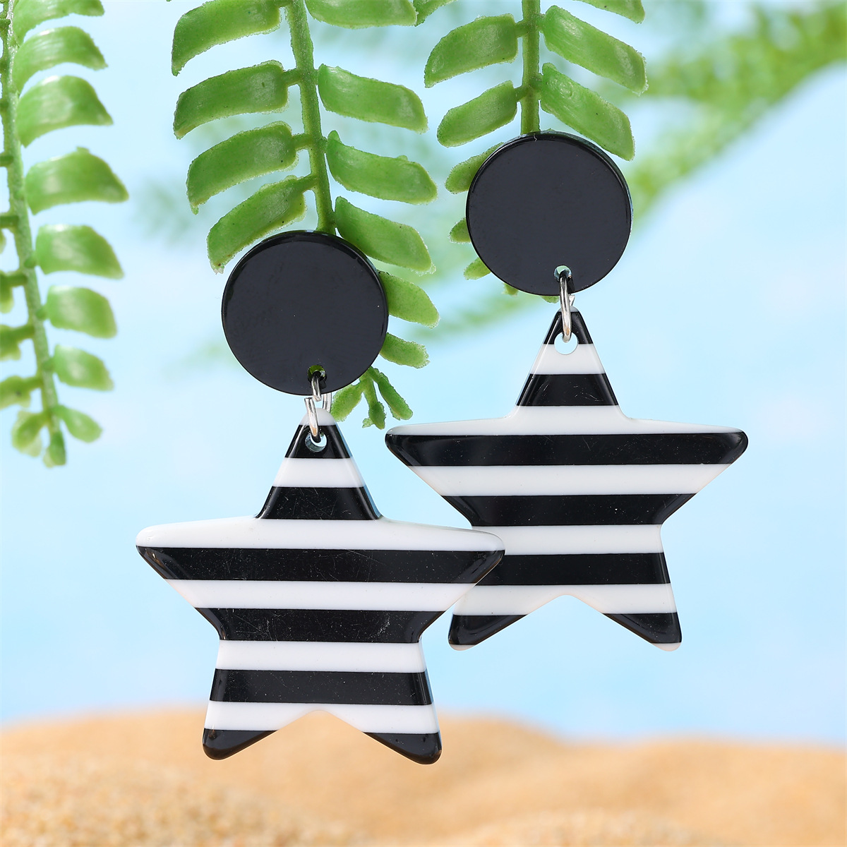 9g Weight Alloy Ear Needle Material Drop Earrings Classification 1 Pair Quantity Holiday, Beach Occasion Acrylic Material Pentagram Pattern All Seasons Season Women's Gender Casual, Vacation Style 1 Pair Casual Vacation Pentagram Arylic Drop Earrings 3
