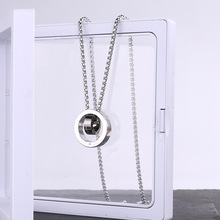 韩版双环戒指吊坠项链 ins锁骨链大小戒指男女学生情侣挂件配饰品