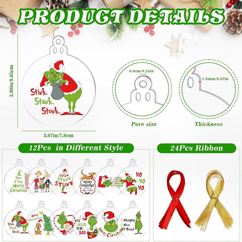 アマゾングリーンアクリルクリスマスペンダントクリスマスツリーペンダント祝日パーティー雰囲気装飾品|undefined