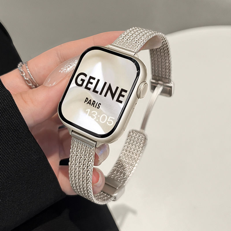 Suitable for Apple Watch Strap S10 Women's S9 Magnetic S8/7/6/5/4 High-End Wheat Ear Wristband Stylish Se2