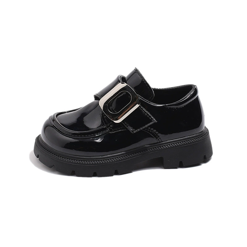 Autumn shoes for black leather, small princess costume English style for elementary school students, British style, western style