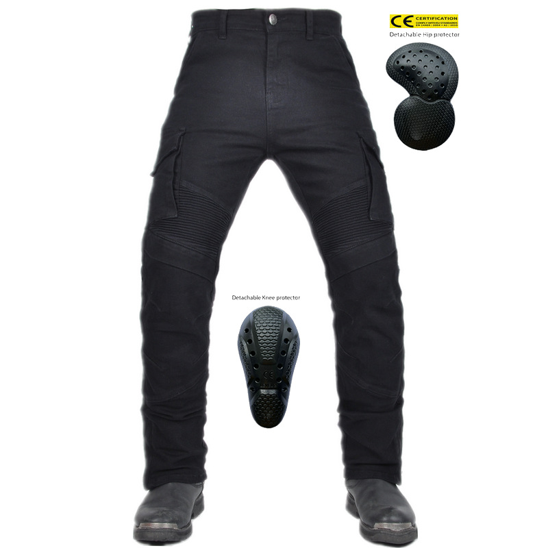 VOLERO jeans de motocicleta para hombres, bolsas múltiples, pantalones de ciclismo de herramientas, rodillas ajustables incorporadas, pantalones anticorrido
