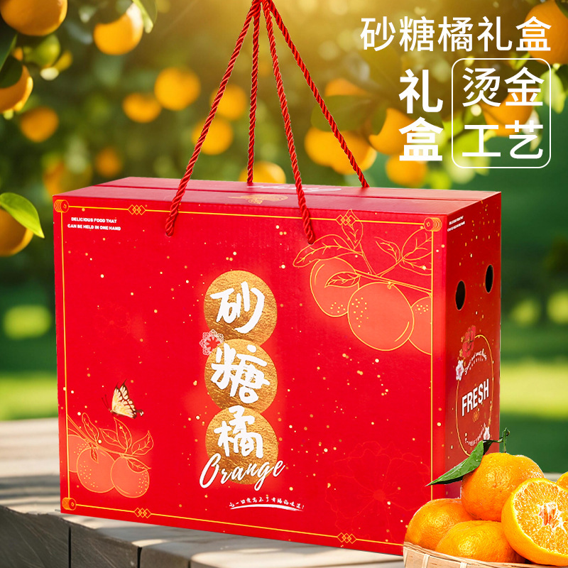 广西砂糖桔包装盒礼品盒空盒子高档烫金四会荔沙塘橘浦蜜桔包装盒