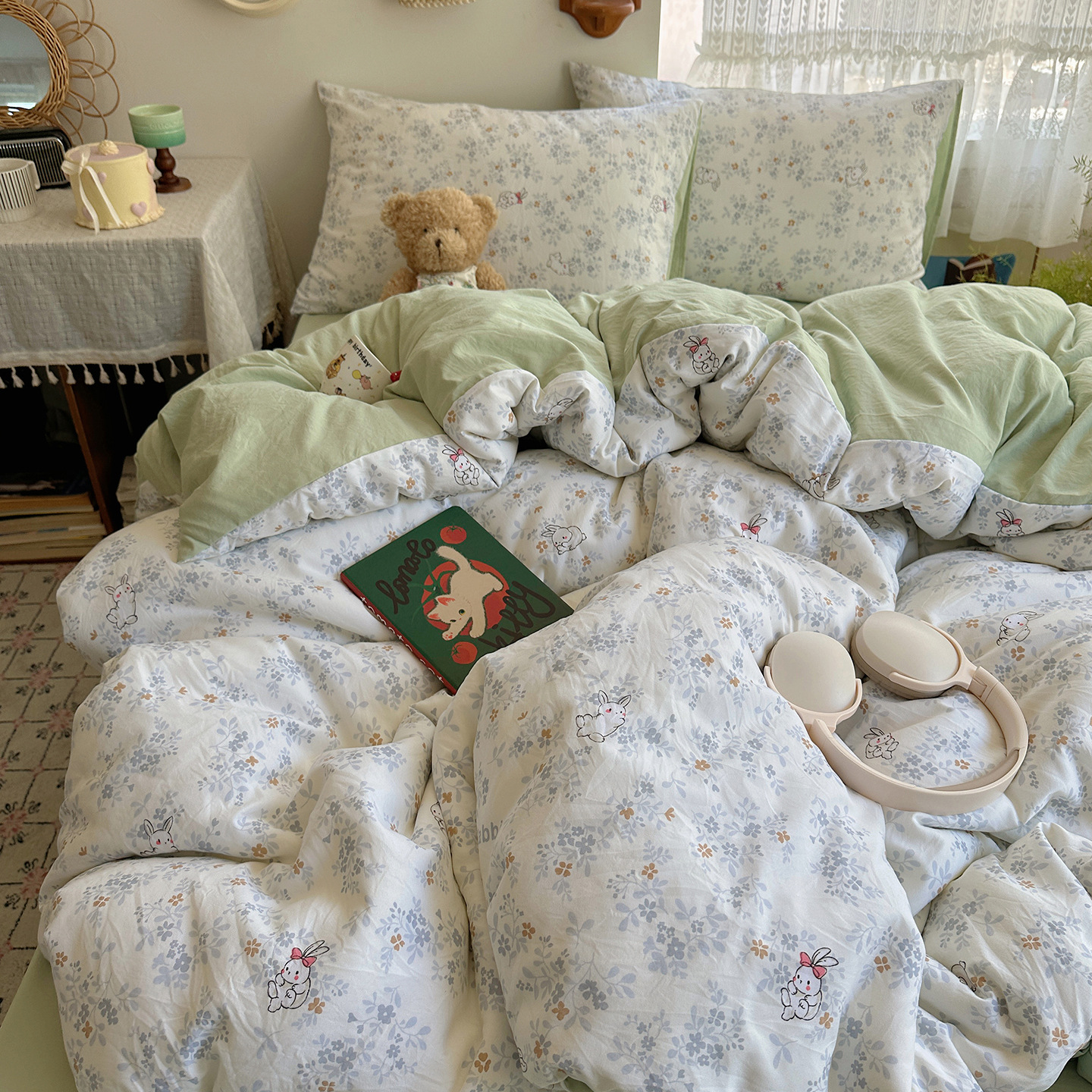 Madre y bebé de clase A dormir desnudo ultra suave cuatro piezas de algodón puro inswind sábanas cubierta de cama de dormitorio de algodón tres piezas de cama