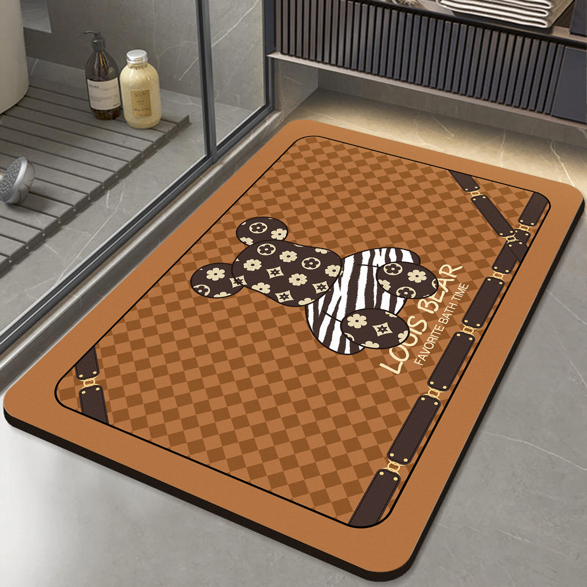 Luz de lujo alfombra de barro de diatomeas puerta de baño absorción de agua secado rápido anti-derrapante alfombra de inodoro