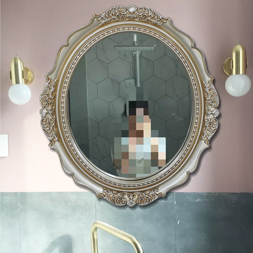 5ZV7 wholesale American retro oval European art bathroom entrance bathroom mirror hanging mirror bathroom wall sculpture