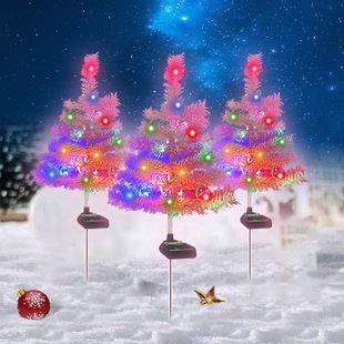 Solar Pink Christmas Tree Christmas Holiday Atmosphere Decorative Lights Courtyard Lawn LED Lights Outdoor Landscape Lights