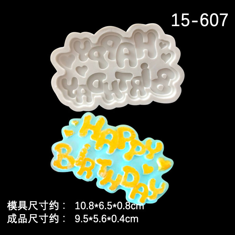 Feliz cumpleaños carta molde de silicona fondant molde de silicona líquida Feliz cumpleaños herramienta para hornear creativa