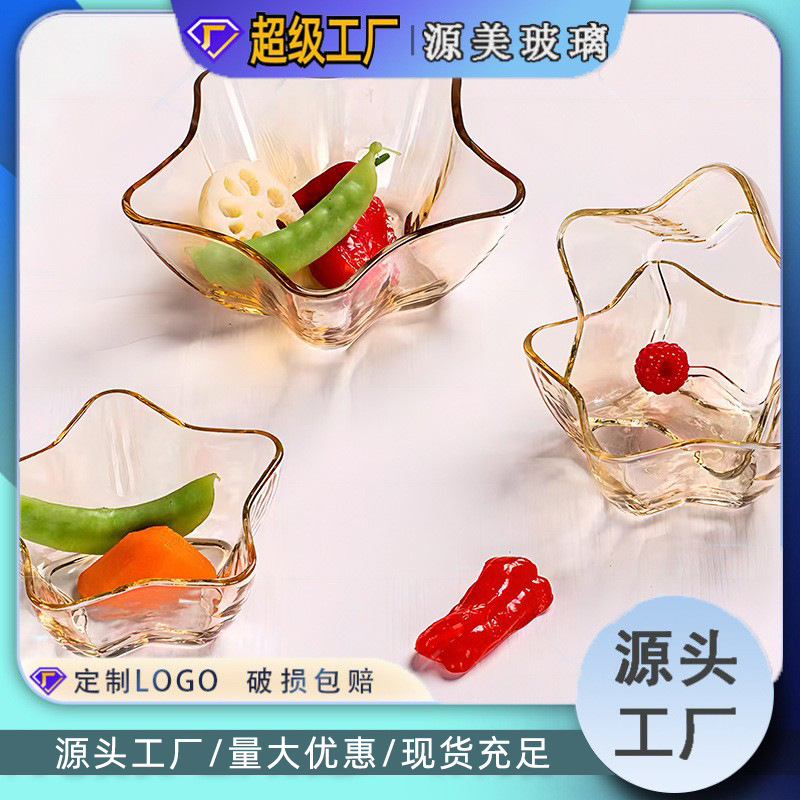 Estilo japonés pentagrama hogar ensalada de frutas tazón ins viento neto rojo de alto aspecto postre creativo tazón de vidrio regalo universal