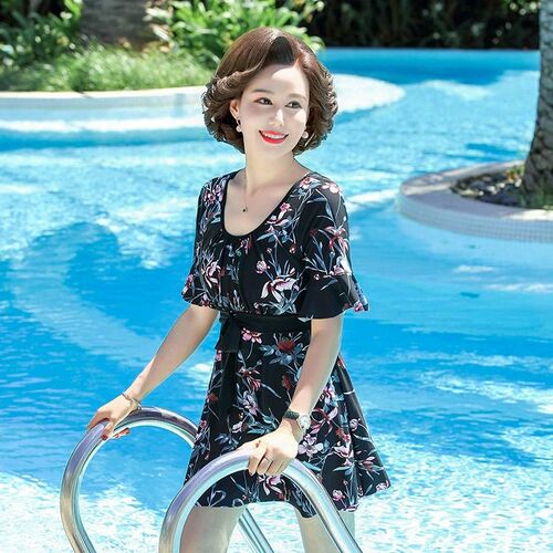 Mom's Style Women's 2024 New Conservative Slimming Stomach Covering Mature Plus Size Separate Fashion Vacation Swimwear