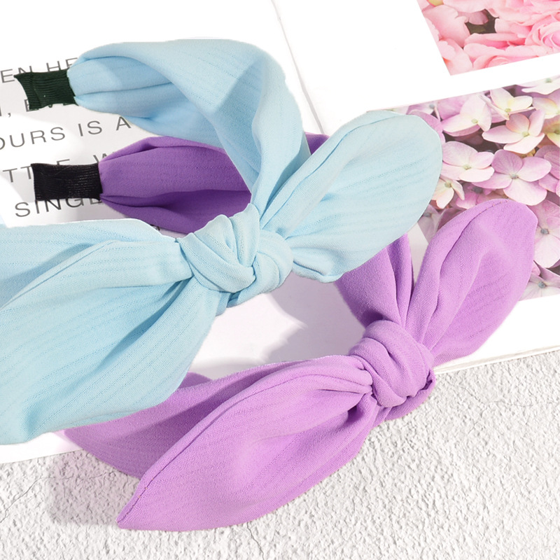 New Bow Female Knot Simple Fashion Solid Color Headband Fabric display picture 2