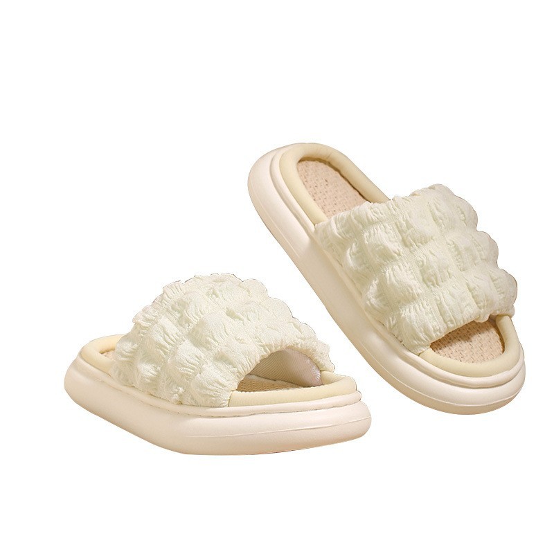 Japanese Linen Slippers for Women in Spring and Autumn Home Indoor Puff Cotton Hemp Mute Anti slip Thick Bottom Bathroom Slippers for Men Wholesale