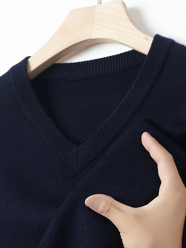 衫男v领加厚保暖冬季中年鸡心领高档爸爸装纯色休闲毛衣爆款