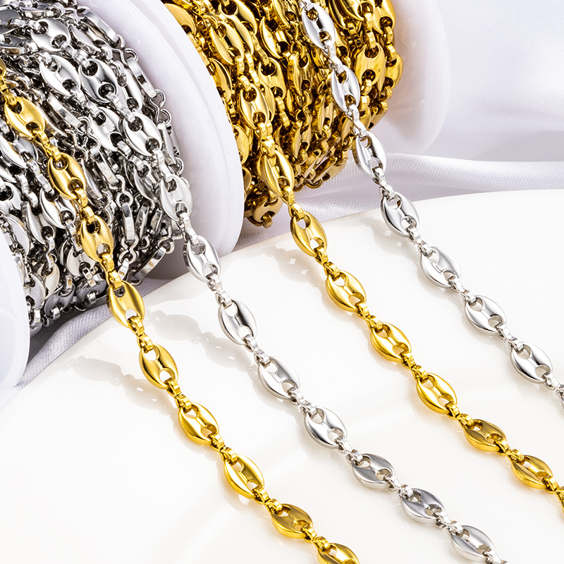 Chain Jewelry Making Type 1 M 304 Stainless Steel Coffee Bean Chain 5.2mm Jewelry Accessories Chain