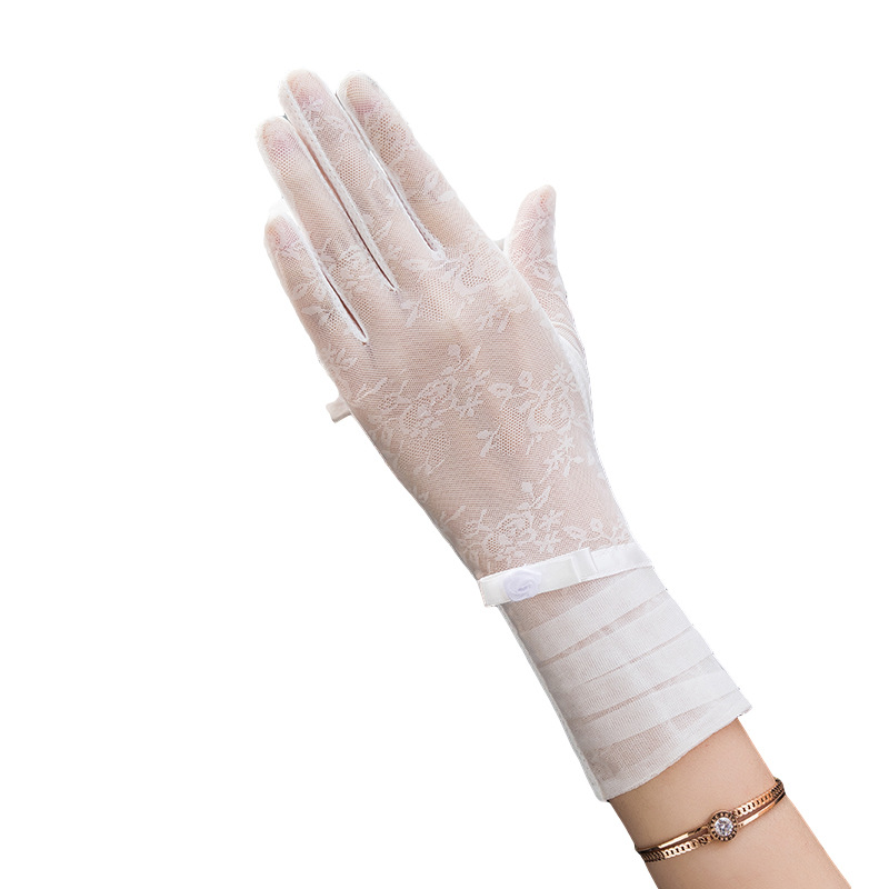 Guantes de protección solar de primavera y verano encaje ligero transpirable pantalla táctil guantes de las mujeres conducción transpirable al aire libre protección solar guantes de montar guantes