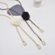 Korean fashion black and white camellia waist chain women's high-end feeling small fragrant style pearl flower chain belt with dress