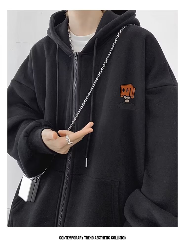 1 Cardigan Felpa Inverno 2023 Nuova Giacca Primaverile Uomo Felpa con Cappuccio in Pile Cappotto Autunnale_voghion.com