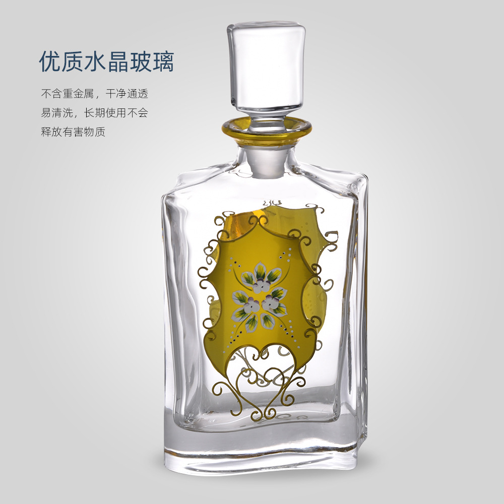 轻奢珐琅花酒具套装礼盒 欧式威士忌轻奢北欧风摆件家居饰品 ins